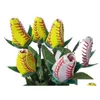 Rose da collezione in pelle da baseball softball rose gialle cuciture rosse cucitura regalo di laurea connettori fiore rosa consegna goccia sport ou Dhcr6