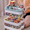 Bins Hot 3 Layer Kinder Bausteine Aufbewahrungsbox Verstellbarer legokompatibler Lagerbehälter Kunststoff mit Griffspulenspielzeugorganisator