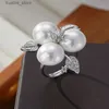 Anneaux de cluster SENYU mode fleur plante conception bague de charme pavé cubique zircone blanc pain perle femmes anneau pour cadeaux de fête Dubai bijoux L240315