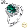 Anéis de cluster JewelryPalace Princesa Diana Simulado Emerald Criado Ruby 925 Sterling Silver Halo Anel para Mulheres Amarelo Ouro Rosa Banhado A Ouro L240315