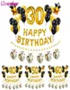 37pcs Goud Zwart Nummer 16 18 21 25 30 40 50 60 Jaar Oud Ballonnen Happy Birthday Party decoratie Man Vrouw 30e 40e 50e 60e 25414818