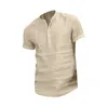 T-shirt da uomo Camicia con colletto alla coreana Elegante abbottonatura per abbigliamento casual da lavoro Tinta unita Maniche corte Vestibilità ampia