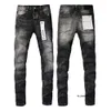 Jeans de créateur pour pantalons pour hommes Jeans violets Jeans violets Jeans pour hommes tendances en détresse noir déchiré Biker Slim Fit moto Mans Jeans empilés hommes 156