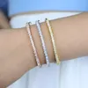 Bangle Classic 60mm Geometric CZ Bangles Pave White Cubic Zirconia Gold/Rose Gold/Platinum Plated Color Women Armband Fashion Smycken