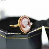 Cluster Rings S925 Silver 18k Gold-plated Colorful Agate Relief Ring For Women Girls Vintage Beauty Girl Ring Fashion Jewelry Gift L240315