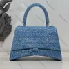 2024 Sacs de soirée Strass Sablier Sac Qualité Shimmer Bandoulière Croissant Sac À Main Femmes Hobo Sacs À Main En Cuir Véritable