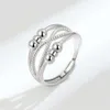Thailändsk silverpärlad roterbar ångest kvinnlig ihålig inspirerande pekfingertransportpärla levande ring