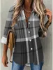 Womens Shirt Blouse Plaid Red Blue Purple Print Button Long Sleeve Casual Fashion Collar Fit Spring Fall tops 240313