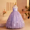 Girl Dresses Jill Wish Elegant Shiny Dubai Lilac Dress Beading Princess Kids Wedding Birthday Party Prom Gown Holy Communion 2024 J242