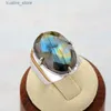 Anelli a grappolo Grandi anelli in pietra naturale di fascia alta Gioielli Labradorite Anello da cocktail per feste di lusso Taglia 7 L240315