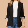 Women's Suits Single West Autumn Winter Coat Stitching Lapel Slim-Fit Cardigan 3/4 Sleeve Suit Jacket Women Blazer