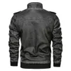 Autumn Washed Motorcycle Pu Leather Coat Large Loose Multi Pocket Mens