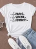 Mulheres Camisetas Tee Top Mulheres Moda O-pescoço Camisa Gráfico T-shirts Carta Aquarela Bonito Tendência 90s Imprimir Roupas de Manga Curta Roupas