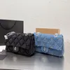 CC -väskor Dark Blue Denim 10a Luxury Women Bag 25cm Designer Shoulder Handväskor Purs Pures Vintage Handbag Silver Chain Hardware bör remmar OLFI