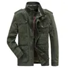 Herrjackor Militärjacka Män Multi-Pocket Cotton Outdoor Coats Casual Autumn Cargo Outwear 7XL Brand Male Clothes N161