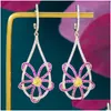 Dangle Chandelier Boucles d'oreilles Godki Rose Fleur Boucle d'oreille pour femmes Party Fl Micro Cz Pave Bijoux de mariée Boucle Doreille Femme Drop Delive Otbko