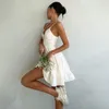 Casual Dresses 2024 White Mini Dress Strapless Cotton And Linen Short Backless Holiday A-line Beach Sundress Mujer