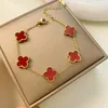 Gold Plated Classic Fashion Charm Bracelet Four-leaf Clover Designer Jewelry Van Elegant Mother-of-pearl Bracelets for Women and Men High Quality Cleefs