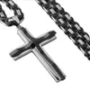 Venda de aço inoxidável cruz colares crucifixo pingente colar para homens vintage aço inoxidável 6mm corrente bizantina 240306