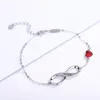 Klassisk armband design 925 Silver Heart Membius Ring Infinity Armband Heart Shaped Crystal Stone Hand Decoration Gift