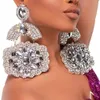 Överdimensionerad stor kristall stora dingelörhängen för kvinnor överdrivna blomma hängen örat juveleris tillbehör 240320
