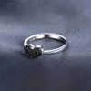 Eheringe Schmuck Palace Herzförmiger Liebesring 925 Sterling Silber Ring Mädchen Niedlicher natürlicher schwarzer Spinell Versprechensring Edelsteinring Damenschmuck Q240315