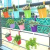 Plantadores de suspensão ao ar livre vasos de flores de metal mini colorido lata balde pote para casa jardim quintal cerca varanda decoração da parede suprimentos 240304