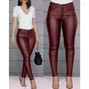 Women's Two Piece Pants Sexy Stretchy Faux Leather Leggings High Waisted Tights Conjuntos De Chaqueta Streatwear Costume Femme Women Suit