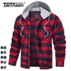 TACVASEN Camicie leggere con cappuccio in flanella Camicie scozzesi in cotone da uomo Piumino casual a maniche lunghe con bottoni e tasche 240301