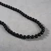 Nouveau style Instagram simple collier d'agate noire plaqué cuivre 18 carats véritable or léger de luxe de haute qualité rétro chaîne de collier de perles rondes pour les femmes