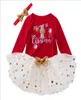 Nyfödda babykläder sätter första julkläder bokstäver långärmad romper tutu kjol och pannband 1: a baby flicka kläder b6674974