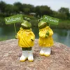 Resin Couple Frog Ornament With Welcome Sign Outdoor Garden Sculpture Statue Family Gift for Yard Patio Lawn 240301