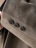 Vestes pour hommes Blazer en laine couleur unie col plat deux boutonnage simple lâche automne et hiver manteau épaissi de haute qualité costume de loisirs