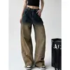 Jean Harajuku Vintage taille haute pour femmes, pantalon ample en Denim, dégradé de couleurs, automne-hiver Y2K, jambes larges, Baggy, 2024