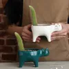 Cute Cat Ceramic Garden Flower Pot Animal Image Cactus Plants Planter Succulent Plant Container Tabletop Ornaments Decoration 240311