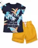 Baby pojkar shorts sommar t shirt bomullssport brev tryckt set barn passar fabrikskostnad billig hel5324666