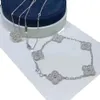 Pulseira feminina de trevo de quatro folhas banhada a ouro com diamante completo