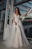 Abiti da sposa a sirena in pizzo di lusso con strascico staccabile Abiti da sposa moderni sexy senza schienale a maniche lunghe Splendido abito da sposa 2024 Vestido De Novia