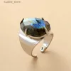 Anelli a grappolo Grandi anelli in pietra naturale di fascia alta Gioielli Labradorite Anello da cocktail per feste di lusso Taglia 7 L240315