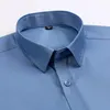 Herrklänningskjortor Klassisk affärsis Silk Långärmad solid Plain Formal Elegant Shirt Casual Standard Male Workwear
