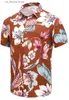 Men's T-Shirts Mens Summer Hawaiian Shirt Oversized 3D Printing Casual Strtwear Tops Floral Pattern Y2k Luxury Clothing Designer Clothes Y240315