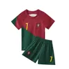 22-23 Portugal Home No. 7 Cristiano Ronaldo National Team Football Kit Mens Jersey Childrens Shirt 14-2XL