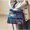 Sacos de noite estilo retro senhoras pintadas bolsa ajustável alça de ombro bolsa feminina na moda grande capacidade satchels280p