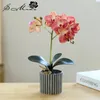 Phalaenopsis artificiel en pot bonsaï fausse orchidée avec feuille en pot plante de mariage accessoires d'arrangement de fleurs décoration intérieure 240306