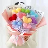 Decorative Flowers 1Pcs Heart Shape Hand Woven Bouquet Colorful Artificial Yarn Crochet Flower Creative Valentine's Gift Fashion Home Party