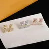 Brincos de cristal de luxo carta stud ouro prata banhado aço inoxidável marca designer mulheres festa de casamento jóias acessórios presente atacado com caixa de alta qualidade