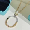 Designer S925 Sterling Silver Necklace Tiffay och Co Lock Rose Gold Platinum Splice With Diamonds Color Separation Electropated Advanced Sense