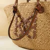 New Heart Wrapped Paper Grass Woven Bag Mom Large Capacity Vacation Bag Fashion Handheld One Shoulder Women's Dual Use Bag 240315