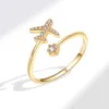 Fashionabla kvinnors flygplan Zircon Open Ring, Wind Plated Gold Ring smycken för kvinnor