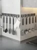 Kitchen Storage Non Punching Hanging Pole Rack Pot Shovel Spoon Stainless Steel Row Hook Wall Type